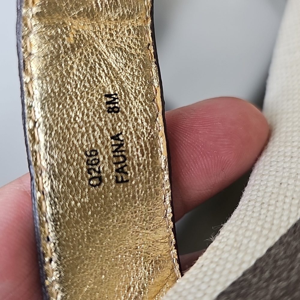 Coach Gold and Black Wedge Sandals - Picture 13 of 14
